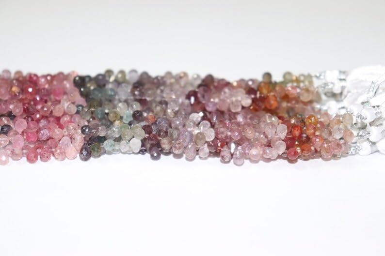 Multi Spinel Faceted Drops Beads 4 * 6mm Multi Spinel Drops Shape Spinel Side Cut Drops Shape Wholesale Beads Lot