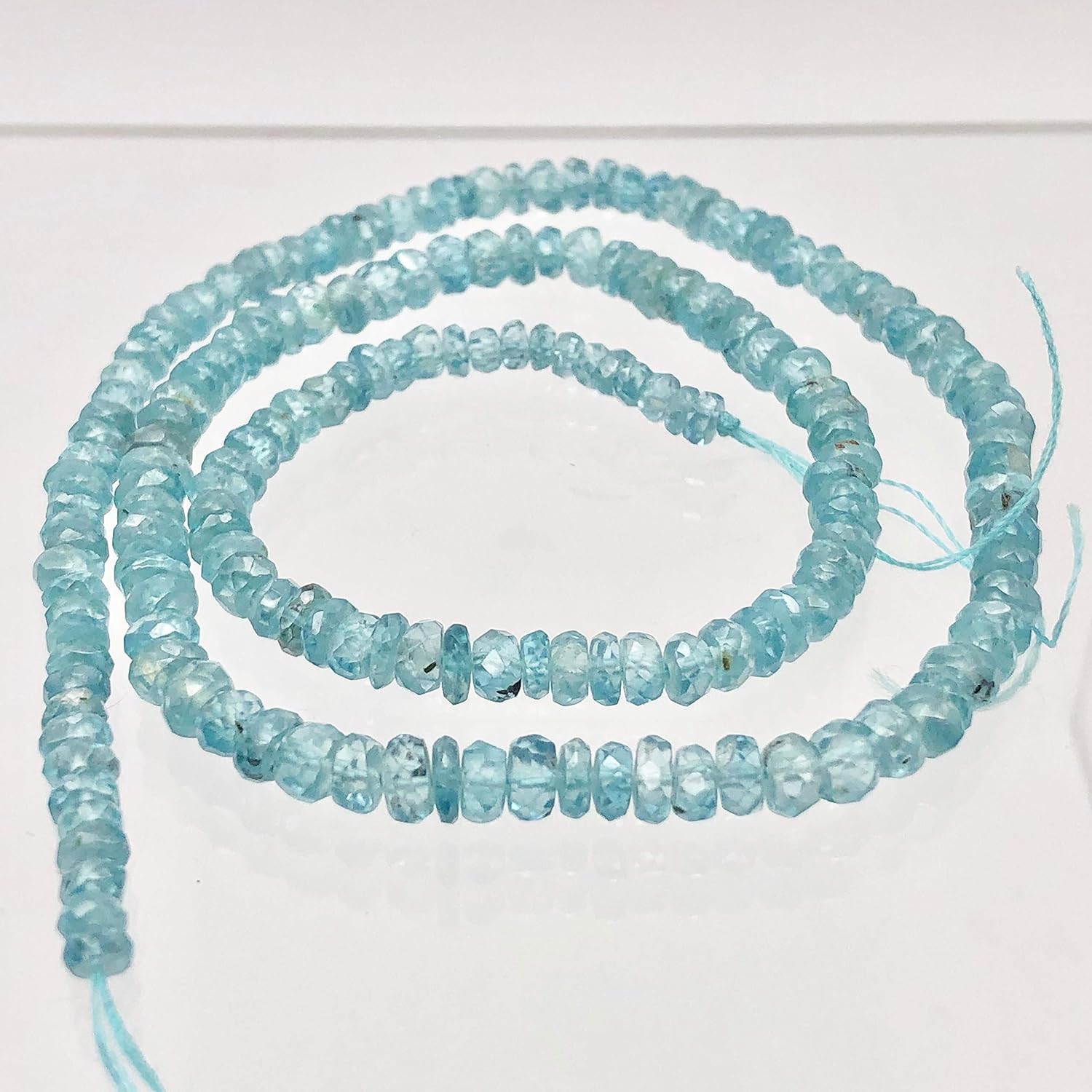 78.9cts Natural Blue Zircon 4x2.5-3x1.5mm Graduated Faceted Bead Strand 10845 for Jewelry Making