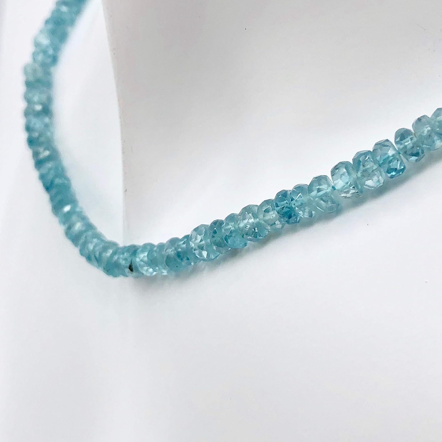 78.9cts Natural Blue Zircon 4x2.5-3x1.5mm Graduated Faceted Bead Strand 10845 for Jewelry Making