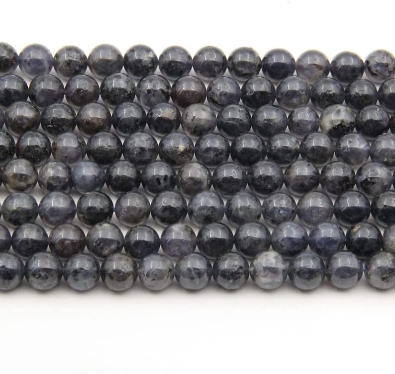 13 inch Strand of Natural gem Iolite, 8mm Round Smooth Beads for DIY Jewelry Making. | Beads_04845, As Per Photo