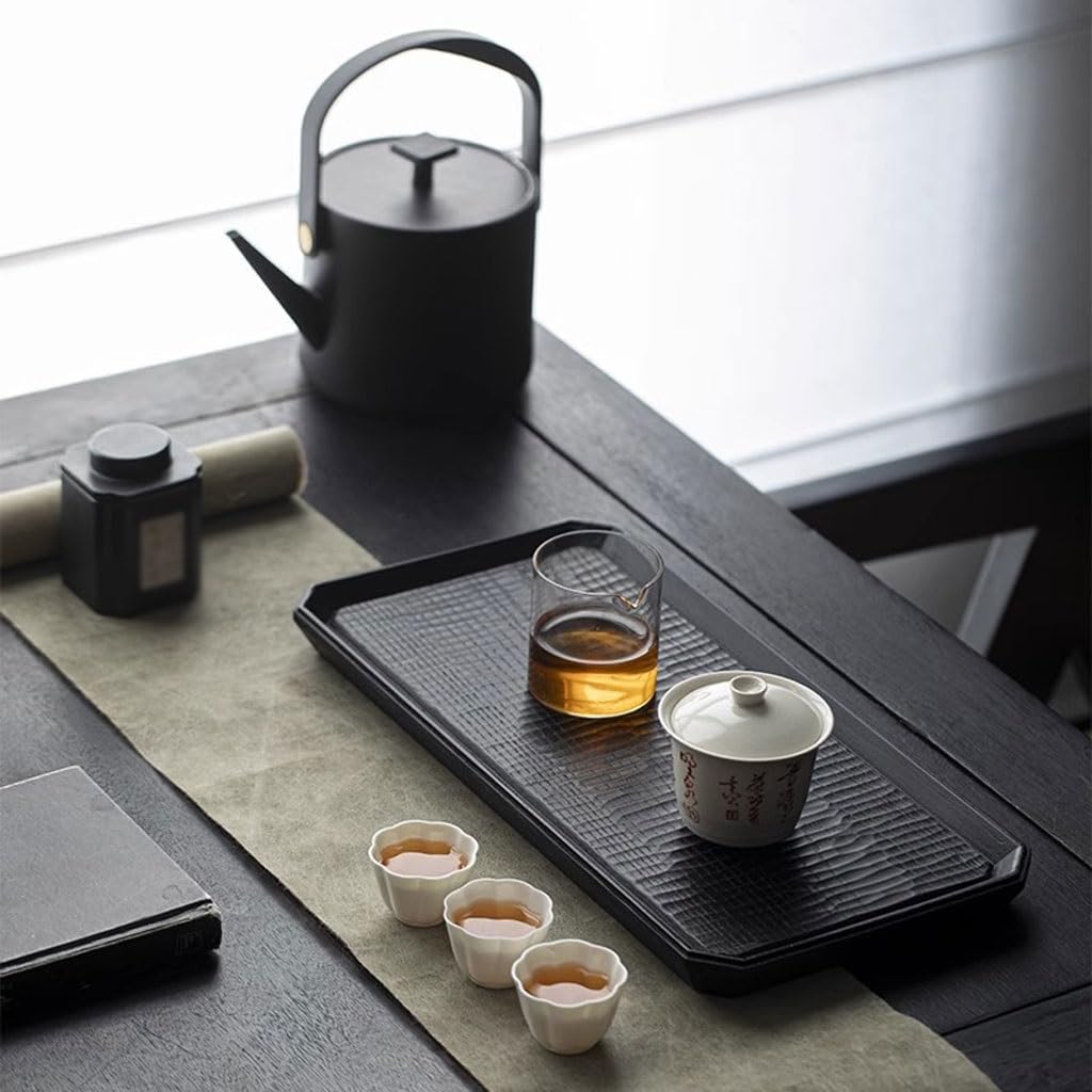 Tray Household Black Solid Wood Dry Tea Table Living Room Square Tea Tray Small Tea Tray Serving Trays(B)