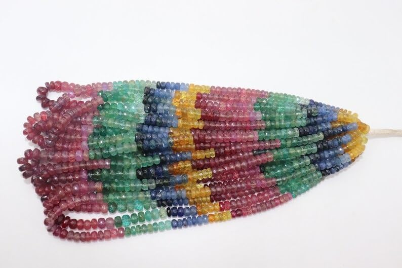 AAA+ Multi Precious Faceted Rondelle 4.5-5.5 Beads Strand for Jewelry Making Natural Multi Precious Gemstone Beads