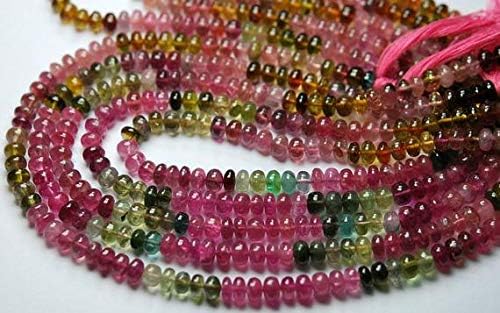 13.5 Inch-Super-Finest-Multi Tourmaline Smooth Rondelles,Large 4.5mm Code-HIGH-64306