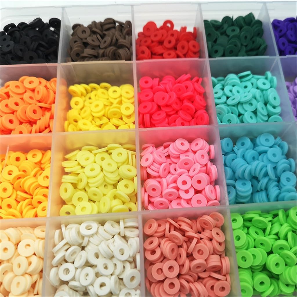 Polymer Clay Beads 24 Grid Soft Pottery Flakes Spacers Boxed Colored Discs Bohemian