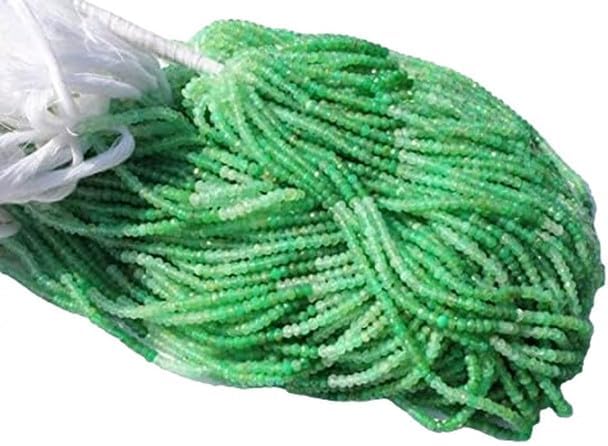 14 Inch Long Natural Shaded Green Chrysoprase Faceted Rondelle Loose Beads 3-3.5mm lot of 10 Strands CHIK-STRD-95841