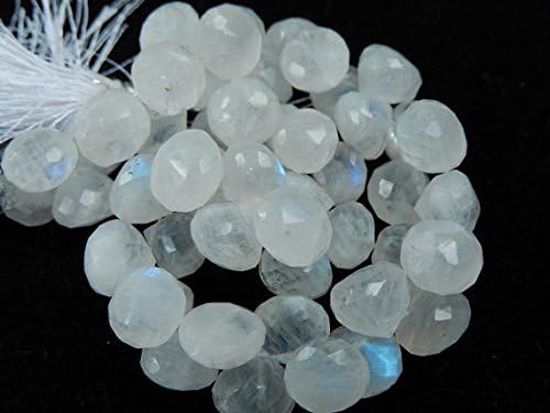 rainbow moonstone. semi precious gemstone bead. faceted moonstone onion briolette. large 9mm 9pcs