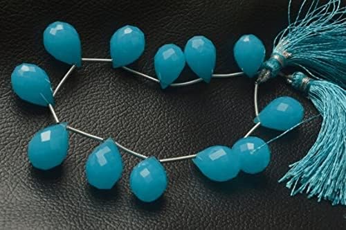 7 inch Strand of Natural Chalcedony 15-16mm Drop Faceted briolette Beads for DIY Jewelry Making. |BRIO_01638