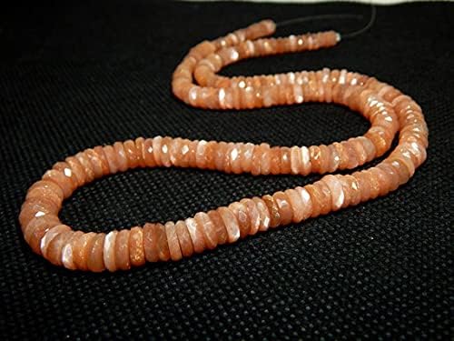 Sunstone Faceted Heishi Beads 100 Persent Natural Gemstone Tyre Shape Size 8.6x5.4 mm 19