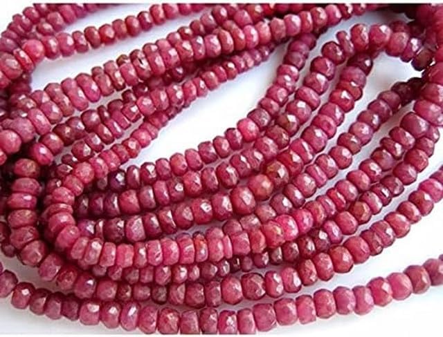 Natural Ruby Beads, Micro Faceted Rondelle Beads, 6-3mm 19 Inches lot of 10 Strands CHIK-STRD-95678