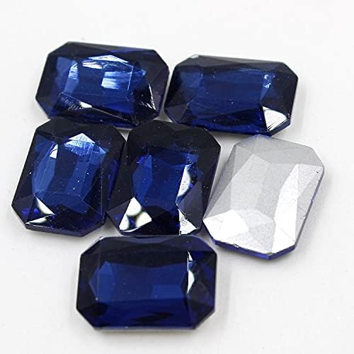 300PCS 6x8,10x14,13x18,18x25mm Multi Colors Rectanglee Glass Crystal Fancy Stone Pointback Jewelry Beads No Holes - (Color: Royal Blue; Size: 18MMX25MM)