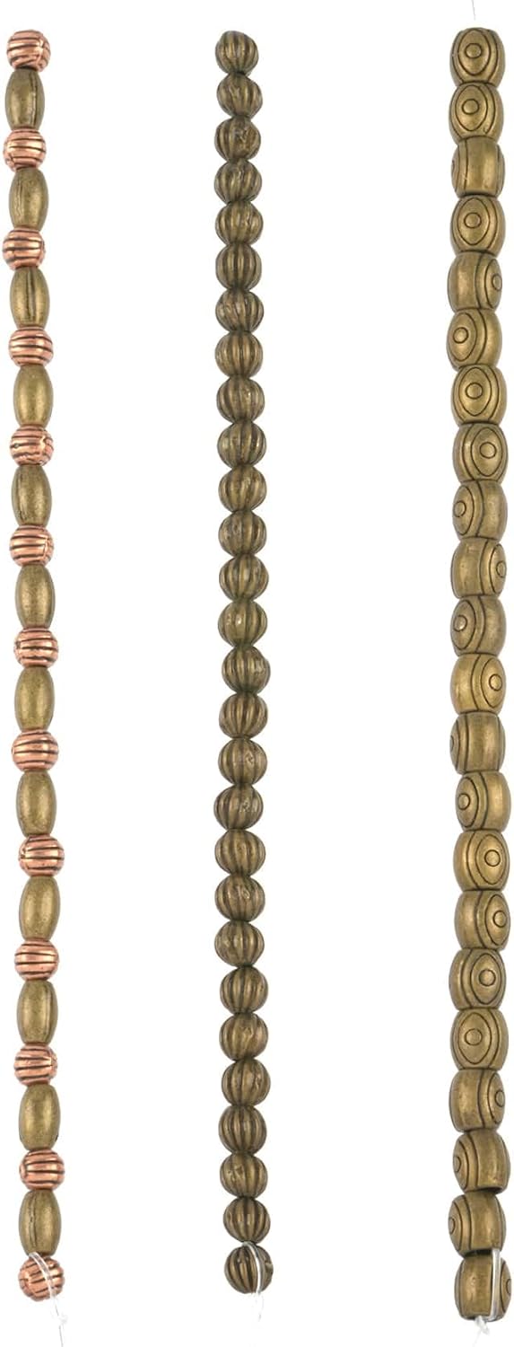 Bead Landing Brass & Copper Oxidized Metal Mixed Beads – Nickel-Free Beads in Assorted Shapes & Sizes for Jewelry Making, 12 Pack