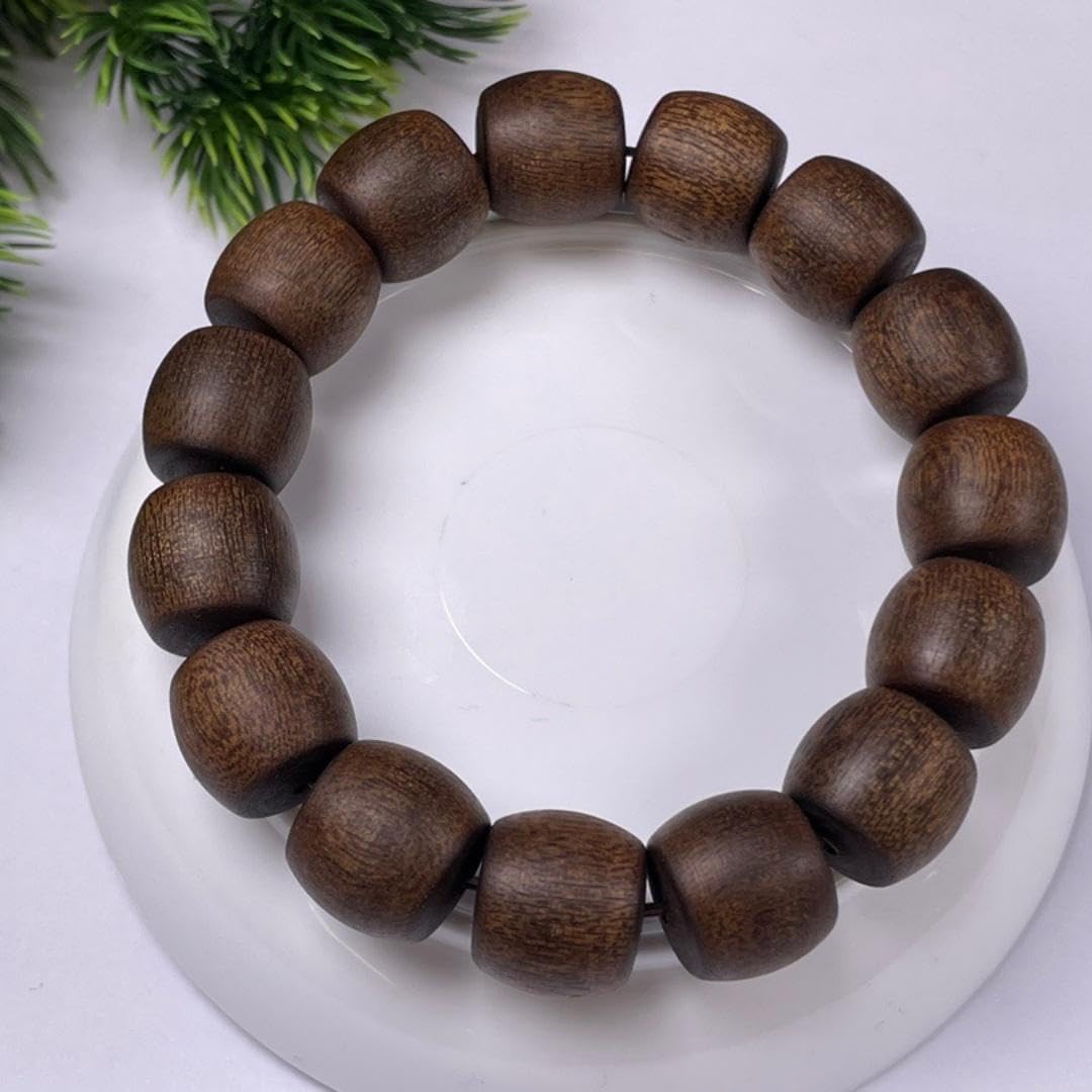 Hainan White Aquilaria Agallocha Agarwood 15mm*15 Beads in Barrel Shape Honey-Sweet and Cool Scent Sink-in-Water Grade