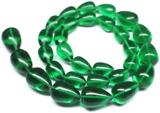 Hydro Emerald Green Quartz Smooth Tear Drop Briolette Gemstone Loose Craft Beads Strand 14