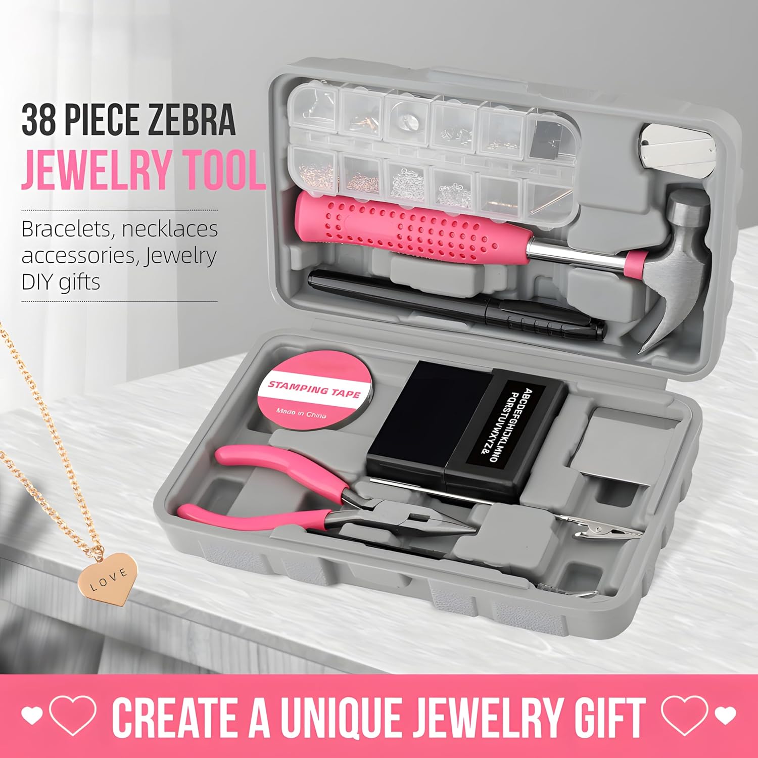 Vital Ease 17-Pc Jewelry Making Kit with Pliers, Nylon Thread & Metal Wire – All-in-One DIY Tools for Necklace, Earrings, Bracelets (ArtisanCraft 38-Piece Jewelry Tool Set)