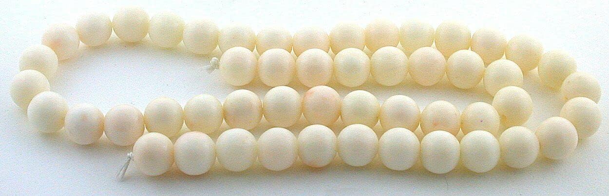 Vintage 8mm - 8.5mm Round Italian Angel Skin Coral 16 Inch Gem Bead Strand