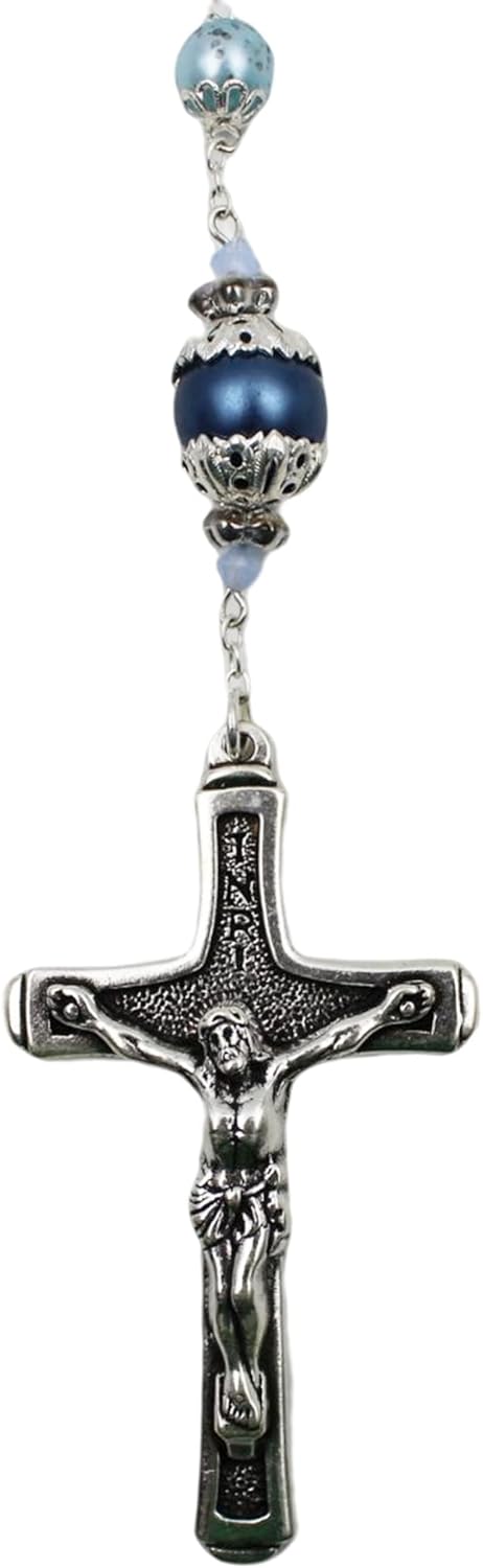 Handmade in Portugal Light Blue Pearl Beads Our Lady of Fatima Rosary