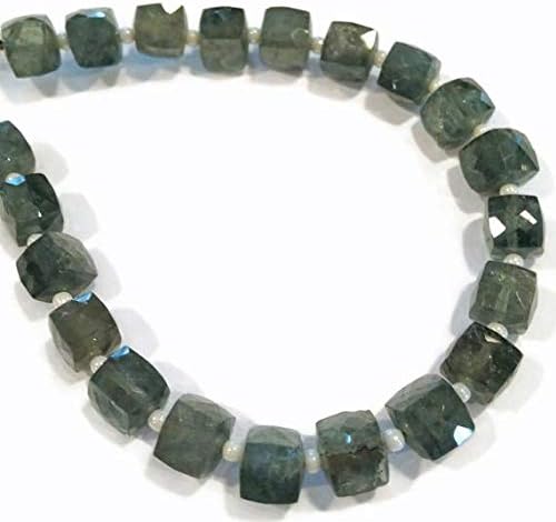 Moss Aquamarine Faceted Cubes. Approx. 6x6mm - 6.25x6.25mm 32 Beads Code-HIGH-58115