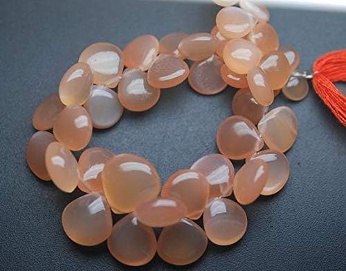 7 Inch Strand,Superb-Finest Quality Peach Moonstone Smooth Heart Shape Briolettes,8-13mm Size Code-HIGH-55262