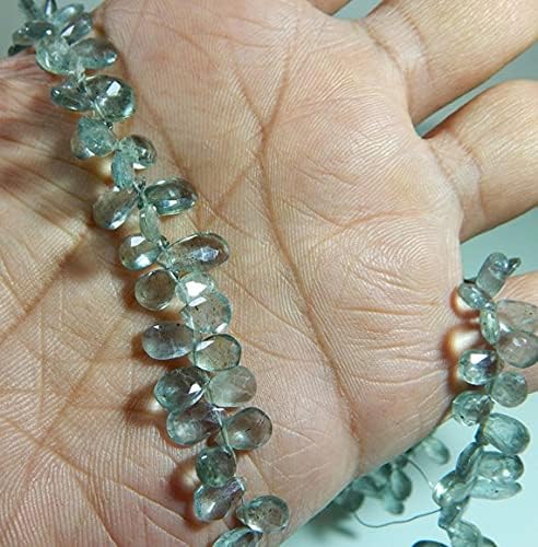8 inch Strand of Natural Aquamarine 13x6To8x6mm pear Faceted briolette Beads for DIY Jewelry Making. |BRIO_00647