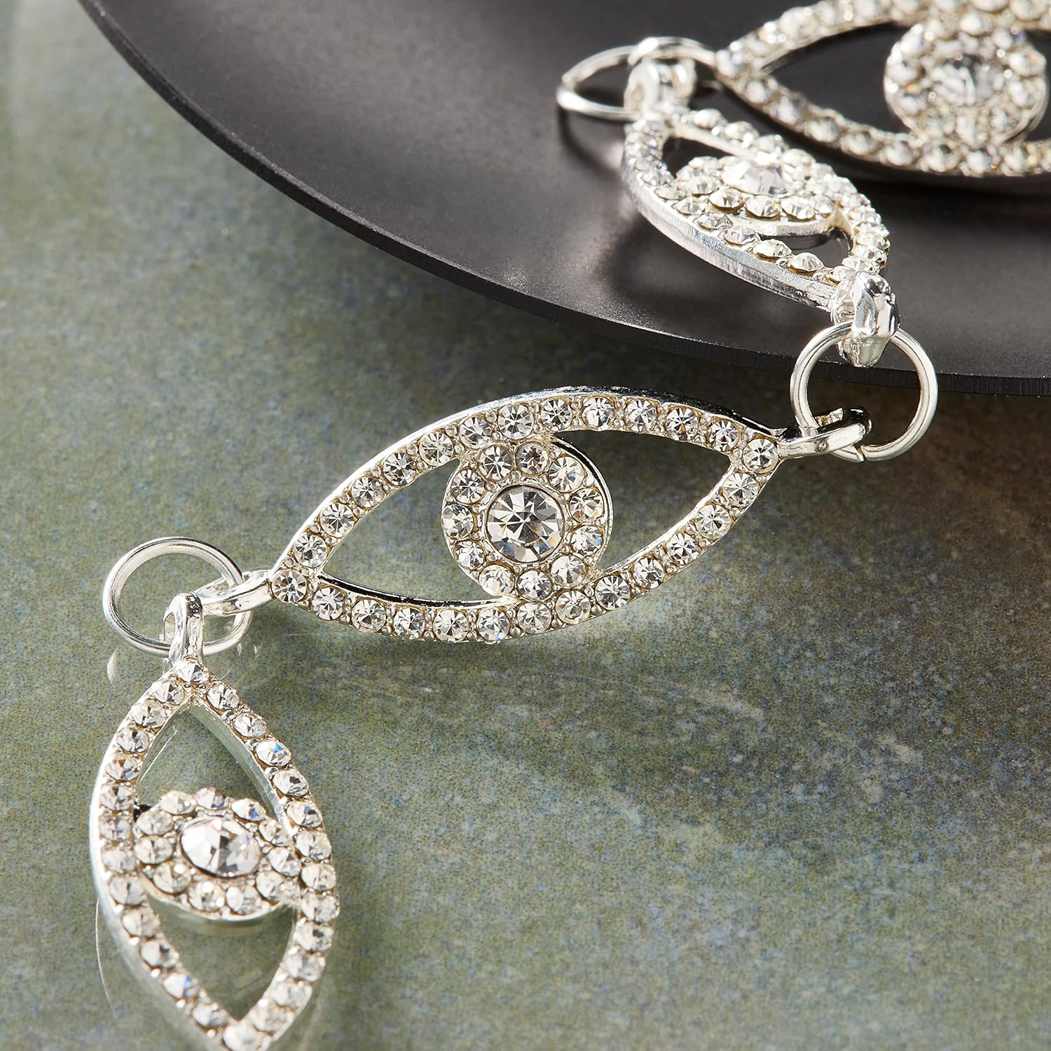 Bead Landing Metal Pave Eye Charms, 30mm, 12 Pack