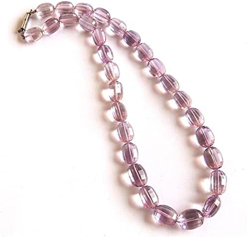 Pink Amethyst Oval Faceted Ready to Wear Necklace 16