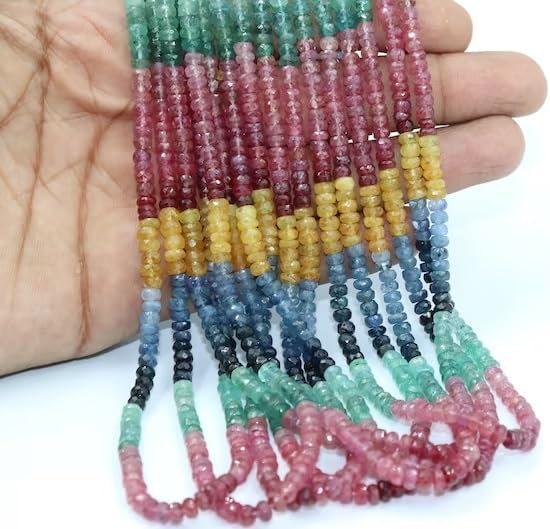 Multi Precious Faceted Rondelle Beads 4.5-5 mm Multi Rainbow Beads Multi Sapphire Beads Rainbow Sapphire Beads