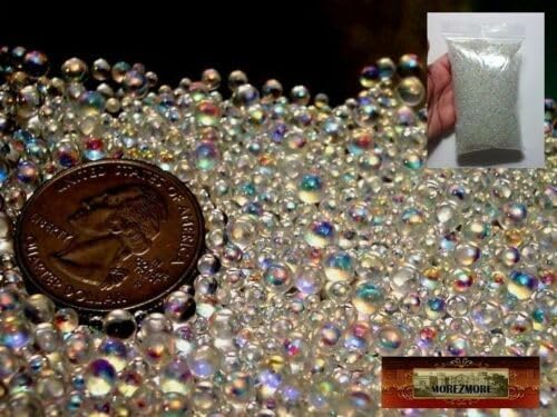 M00145-LB 1lb Iridescent Glass Bubbles AB Microbeads 4mm 1 lb No Hole Beads QC1