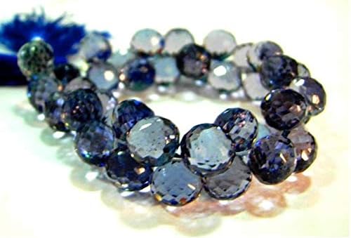 full 6.5 inches strand. - iolite quartz micro faceted onion briolettes size 9-10mm
