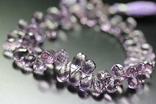 Top AAA Amethyst Micro Pink Faceted Tear Drop Briolette Gemstone Craft Loose Beads 9