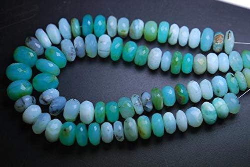 LOVEKUSH LKBEADS Peruvian Blue Opal Faceted Rondelles Shape Beads,Full 8 Inch Strand,10-13mm Size Code-HIGH-56081