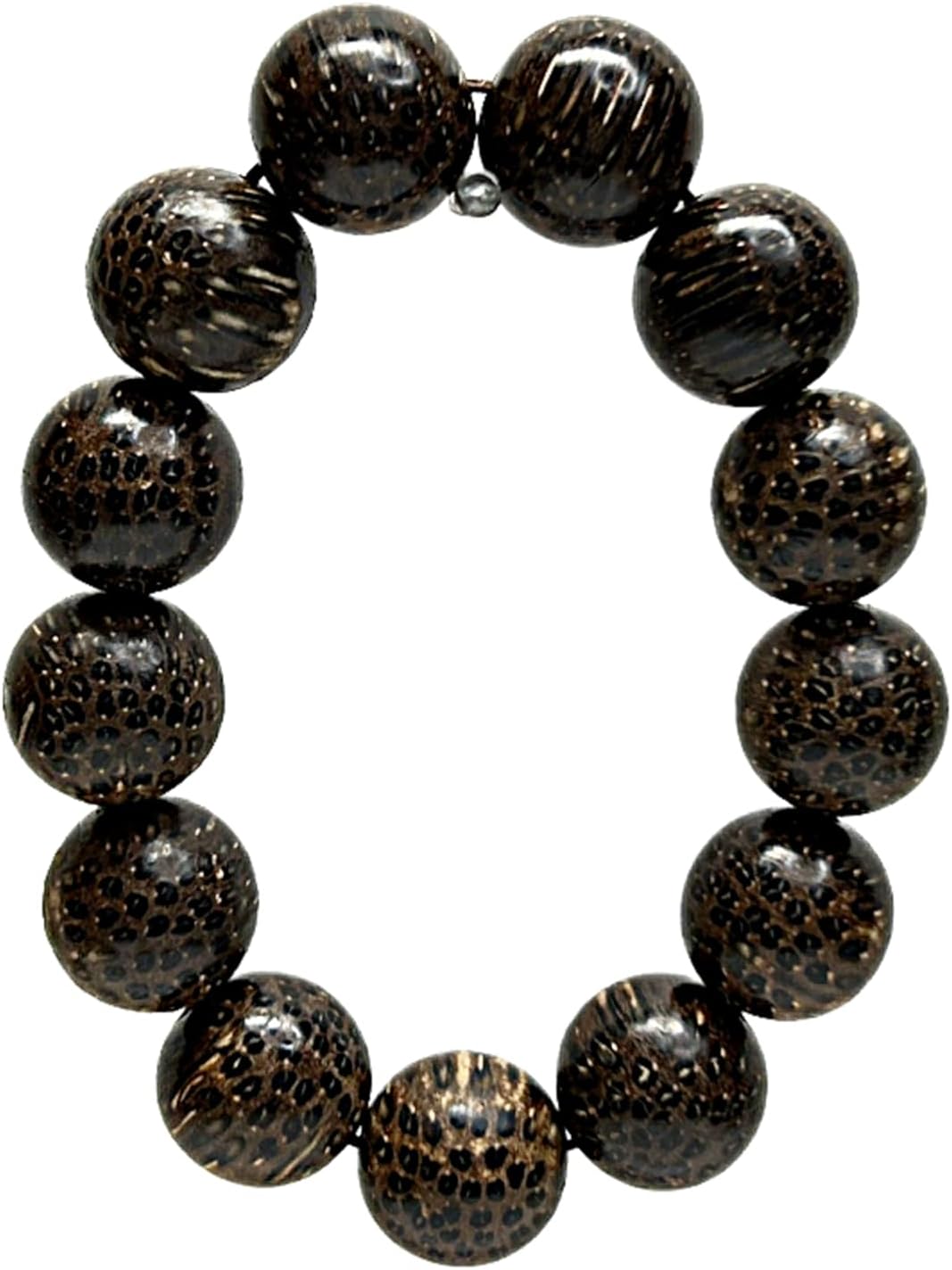 Oriental Natural Dark Brown Wood Marks Beads Hand Rosary Praying Bracelet Aws4694