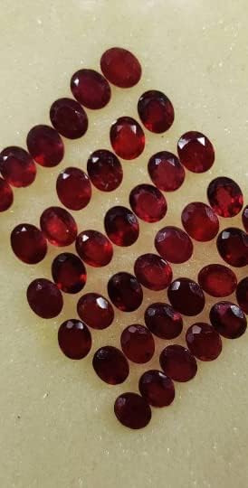 10 Pieces Ruby/Faceted Ruby Cut Stone/Ruby Gemstone/Oval Shape/Open Red Ruby/Jewelry Making stone 5x4 Mm/July Birthstone By Krishiv Exports