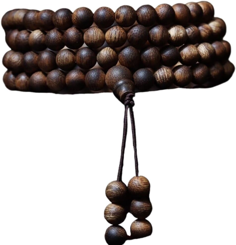 Agarwood 7mm*108pcs Hainan White Chess Agarwood Rosary Beads Sinking Buddha Bead Strings