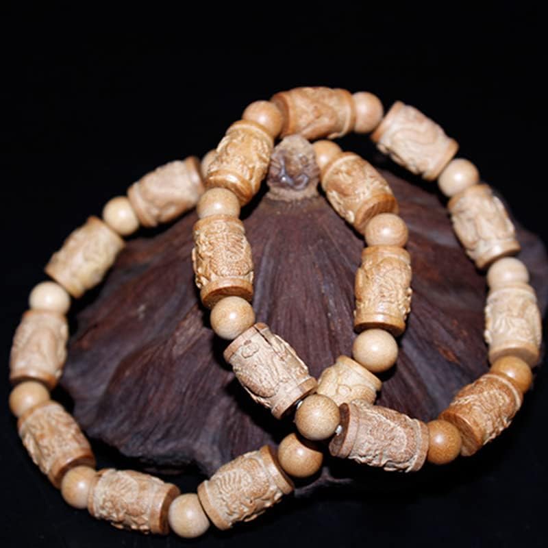 Mascot Wooden Crafts Wood Carving Art Wood Decoration Artwork 东加老山檀香雕刻珠手串 飞龙在天佛珠10*1.5(东家老山檀香飞龙在天9颗)