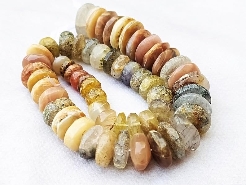 13 inch Strand of Natural gem Multi Gemstone, 8-16mm rondelle Faceted Beads for DIY Jewelry Making. | Beads_05484