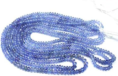 Natural Tanzanite Smooth Rondelle Micro Gemstone Craft Loose Spacer Beads Strand 16 Inch Long 4mm 4.5mm Code-HIGH-322
