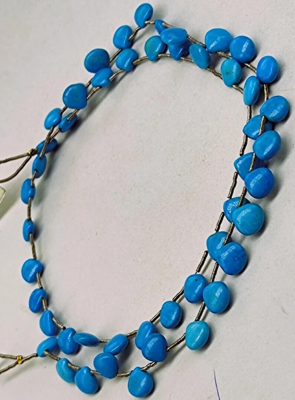 Natural Turquoise Heart Shape 8mm Smooth Side Drill Gemstone 16 inch