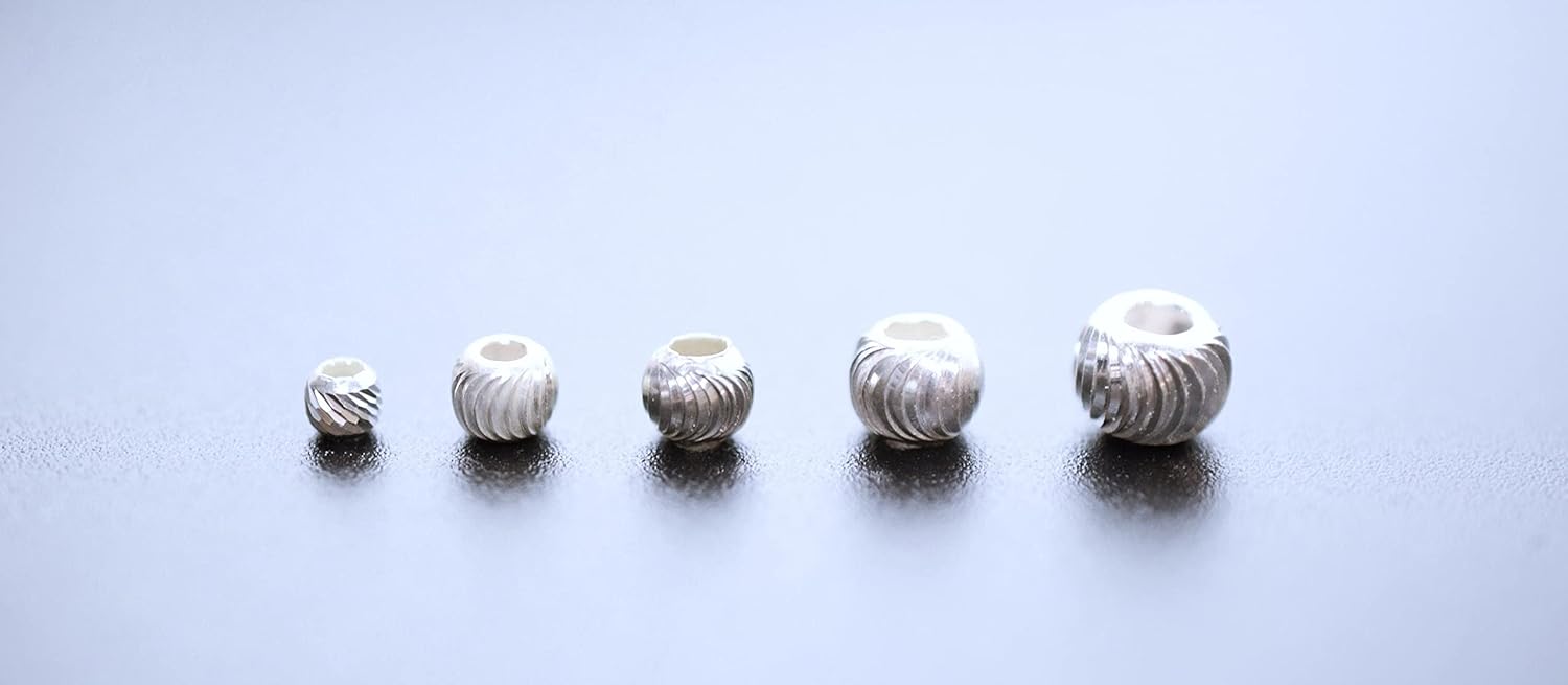925 Sterling Silver Diamond Cut Round Beads European Style Size 3mm/4mm/5mm/6mm Supplier and Wholesale