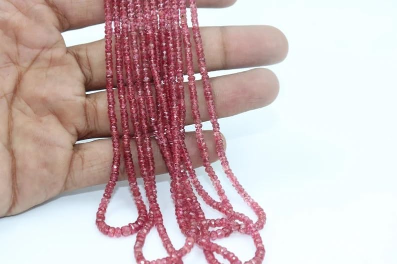 AAA+ Quality Burma Red Spinel Faceted Rondelle 3-3.5mm Beads Strand for Jewelry Making Wholesale