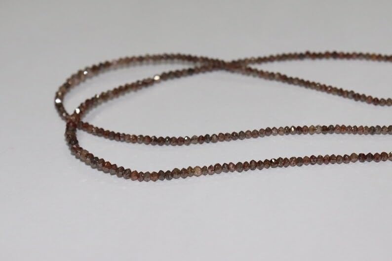 Natural Brown Diamond Faceted Rondelle Beads 1.8-2.2 mm Brown Diamond Faceted Bead Diamond Faceted Beads for Making Jewelry