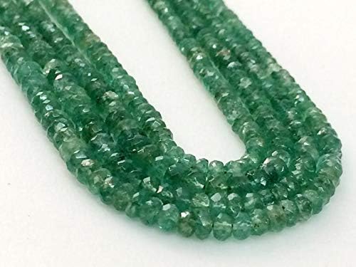 Emerald Beads, Natural Emerald Faceted Rondelle Beads, Green Emerald Necklace, 3-5mm, 22 Inch