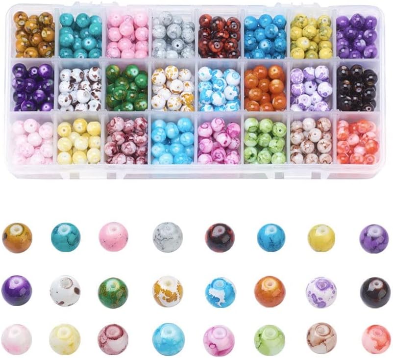 Marycan Mixed Color Glass Beads Boxed 24 Colors Round Beads Bracelet Earrings Making Materials DIY Jewelry Accessories for All People