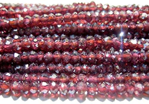Garnet Gem Stone, Micro Faceted Coated Rondelle Beads, 3mm Beads, 5 Strands, 14 Inches Code-HIGH-49648