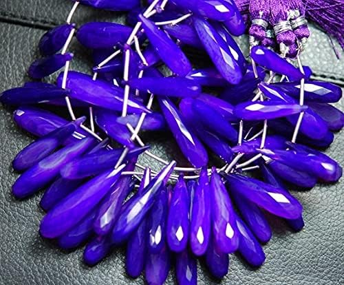 7 Inch Long Strand, 20-35mm Long, Amethyst Purple Chalcedony Elongated Faceted Drops Shape Briolettes