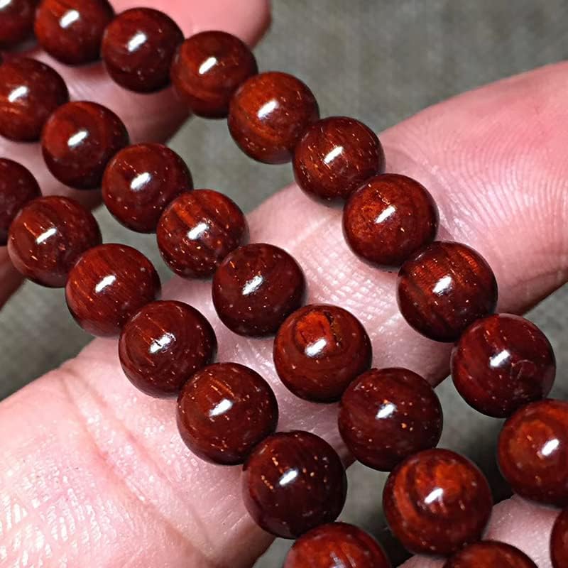 Mascot Wooden Crafts Wood Carving Art Wood Decoration Artwork 花满人间小叶紫檀0.6X108颗酒红底佛珠手串手链念珠 (花满人间款小叶紫檀)