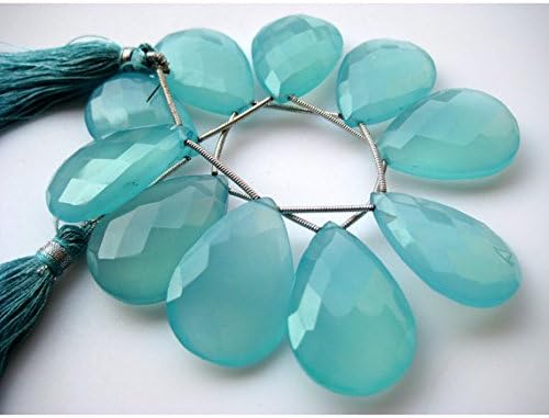 13 inch natural beads strand of 20x30mm faceted pear chalcedony gemstone briolletes beads for DIY jewelry - necklace, bracelet, earring, ring.