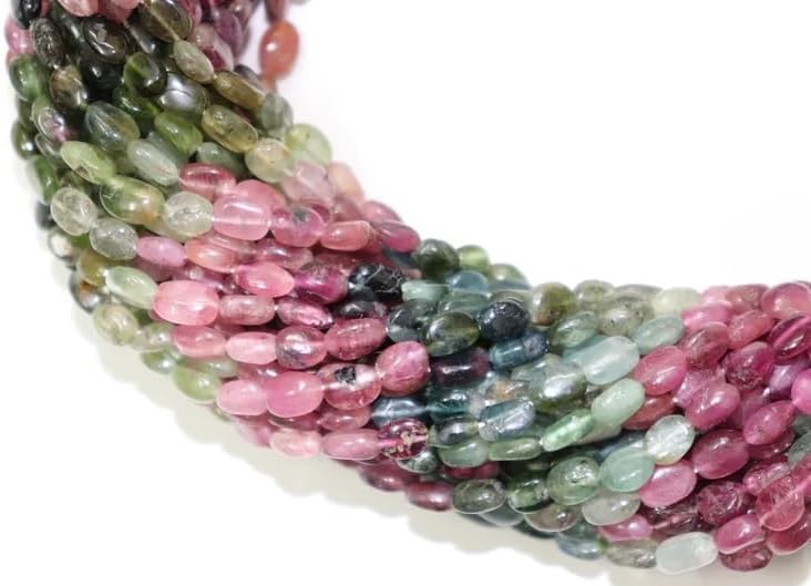 Multi Tourmaline Smooth Oval Shape Beads 5 * 7 mm Tourmaline Plain Beads Wholesale Beads 25 Strands Multi Tourmaline Beads for Making Jwelery