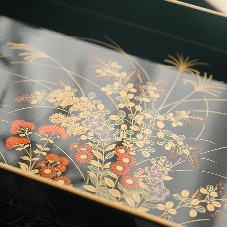 Tray Front Heavy Lacquerware Long Hand Tray Japanese Style Hand-Painted Fruit Tray Wedding Housewarming Gift Tea Tray Serving Trays(B)