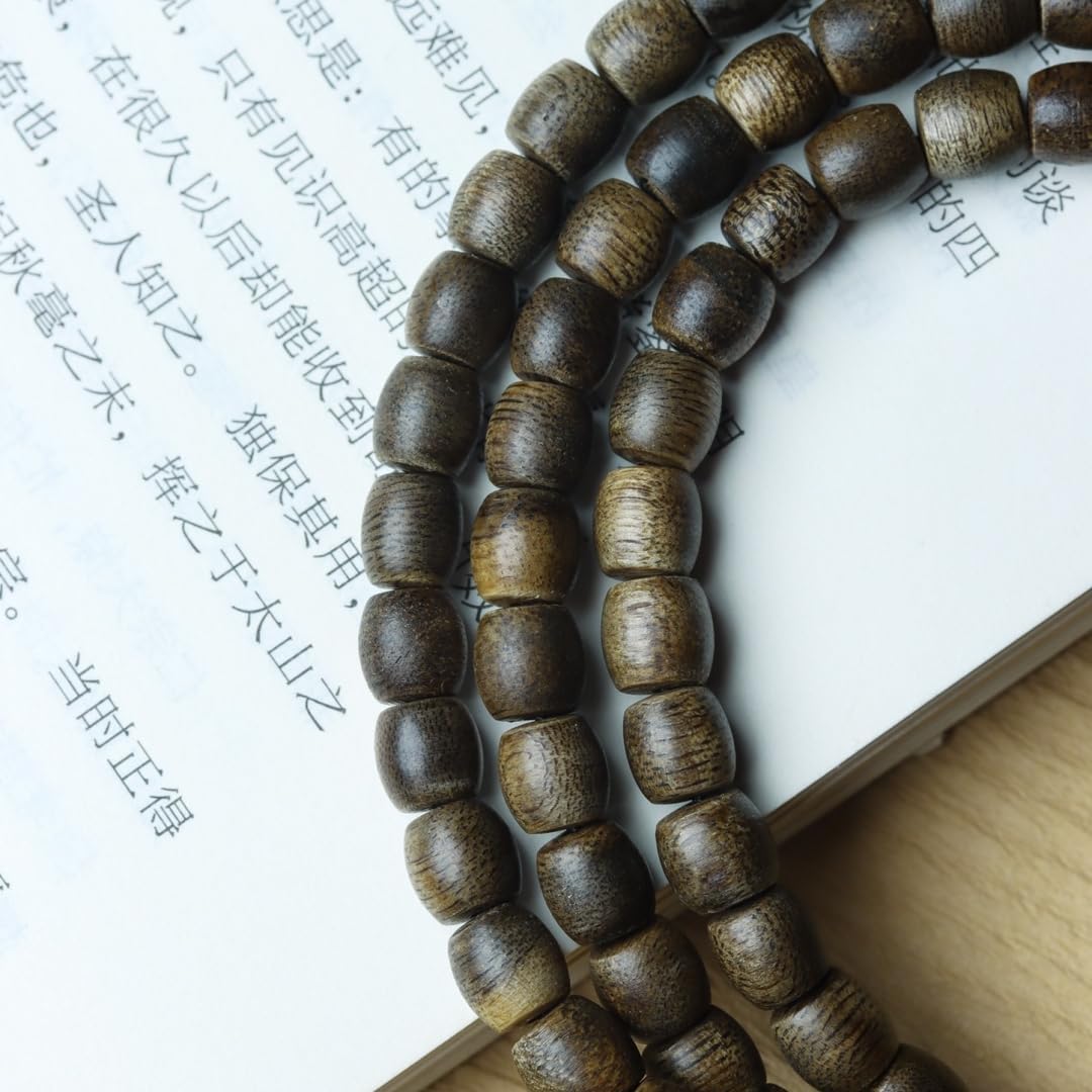 Vietnam Nha Trang Agarwood White Aquilaria Rosary 9-Point Sinking Water Multiple-Layer Old-Growth Barrel Beads 8mm x 108 Beads Floral Honey Aroma