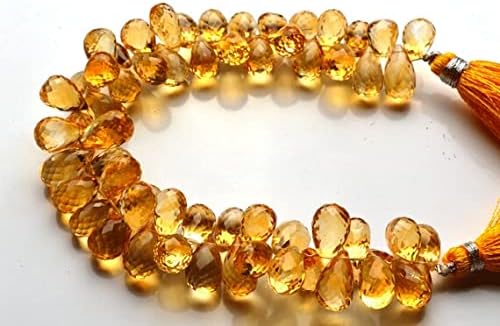 1 Strand Natural 7.5 inch Super Rare AAA Golden Citrin Faceted Drop Shape Beads Briolettes Size 10 to 12 MM